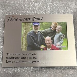 GANZ Aluminum 3 Generation Picture Frame Holds 5" By 7" Photo, New, Silver Tone
